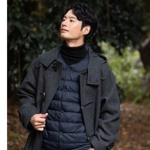 MUJI Recycled Nylon Lightweight Collarless Down Jacket - Dark Navy